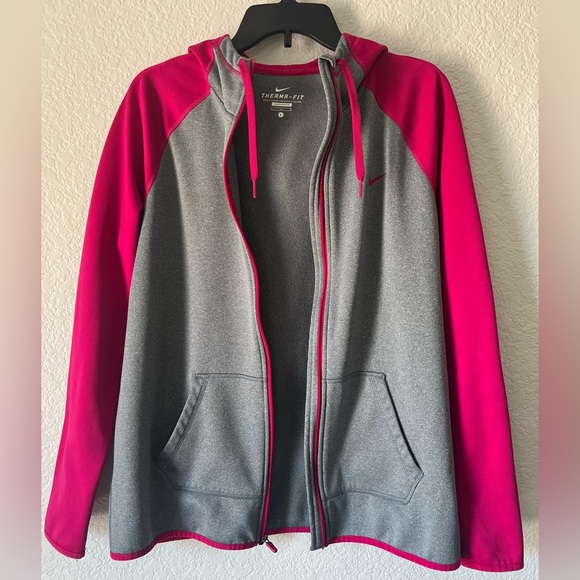 Nike, L, Gray and pink long sleeve zip up hoodie. - Picture 4 of 6